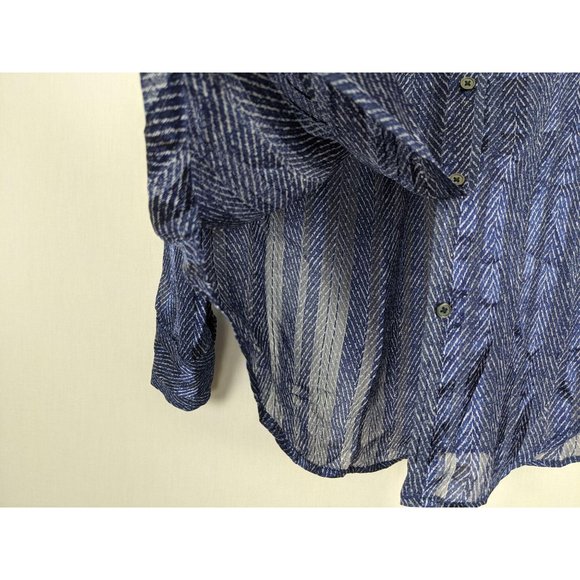 Banana Republic‎ Dillon Class Fit blue sheer career long sleeve blouse XS - Picture 4 of 8